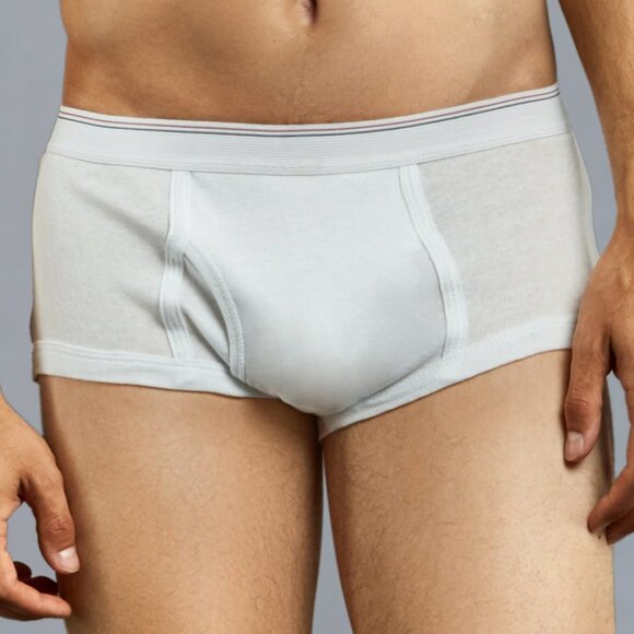 PACK OF 3 Men's Essentials Power Club 100% Cotton Solid White Bikini Briefs - Picture 4 of 6